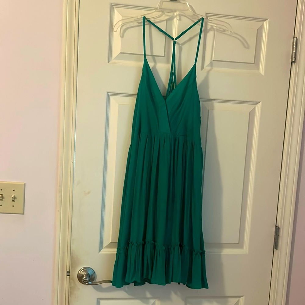Emerald green spaghetti strap dress